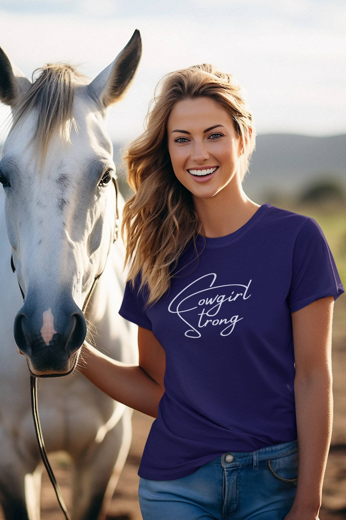 Women Cowgirl Strong Text Tee